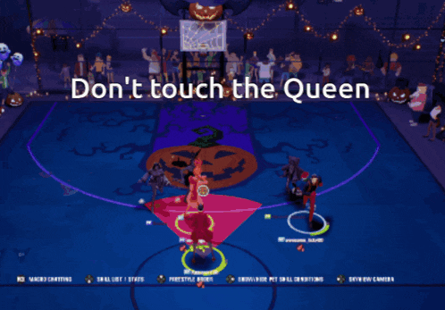 a screenshot of a video game that says " don 't touch the queen "