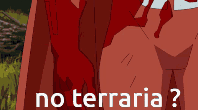 a cartoon of a man with the words no terraria written on the bottom