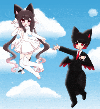 a drawing of a girl in a white dress and a boy in a suit