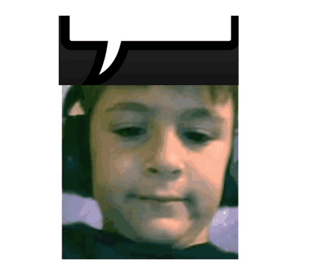 a young boy wearing headphones with a speech bubble above him
