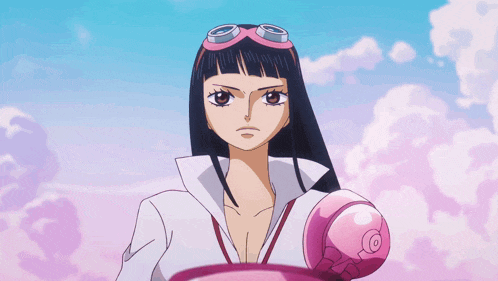a girl in a pink outfit holds a bunch of pink cannons in her hand