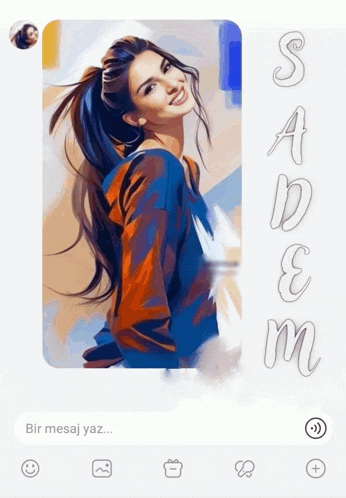 a painting of a woman with the name sadem written on it