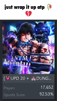 a screenshot of a video game with the words just wrap it up atp on top