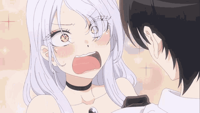 a man and a girl are looking at each other and the girl is making a funny face