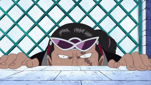 a cartoon character wearing sunglasses looks over a wall