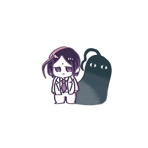 a drawing of a person standing next to a shadow of another person