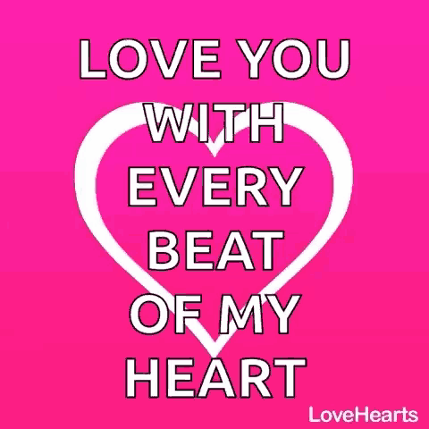 a pink and white heart with the words love you with every beat of my heart
