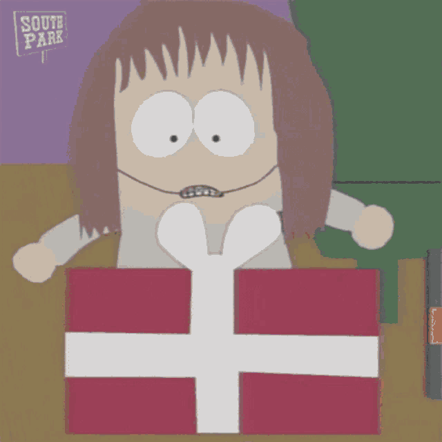 a south park poster with a stereo city sign on the ground