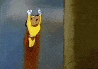 a cartoon character with a cape is flying through the air