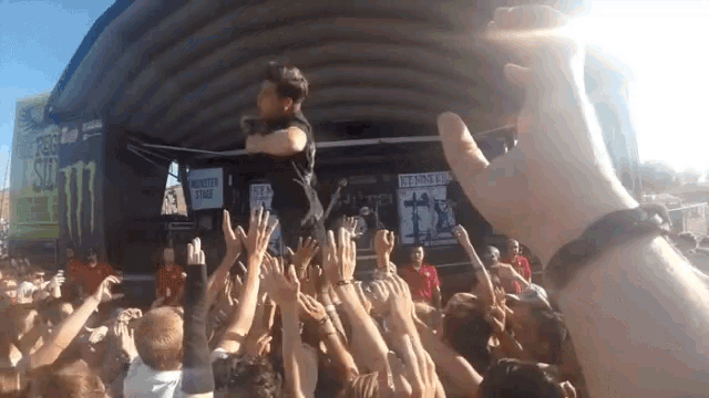 Stage Diving Crowd Surf GIF - Stage Diving Crowd Surf Jump GIFs