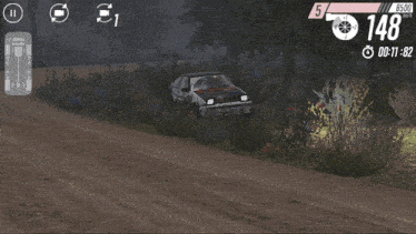 a toyota car is driving down a dirt road with a time of 00 13 74