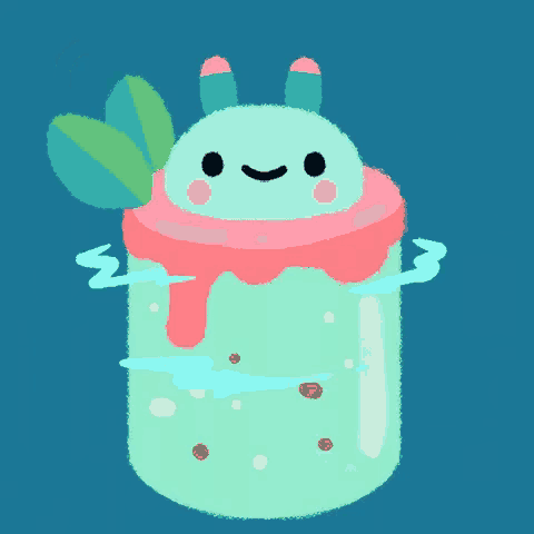 a drawing of an axolotl with pink wings and ears