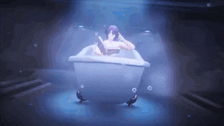 a woman is taking a bath in a bathtub with a book in her hand .