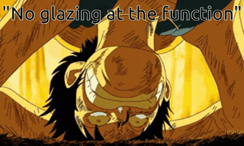 a picture of a man with the words " no glazing at the function "