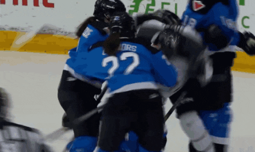 a hockey player with the number 27 on their back