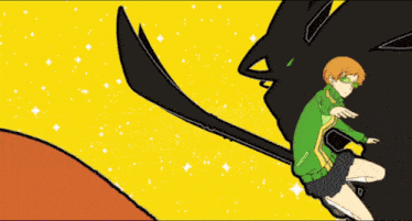 a cartoon drawing of a girl with a green shirt that says ' a ' on it
