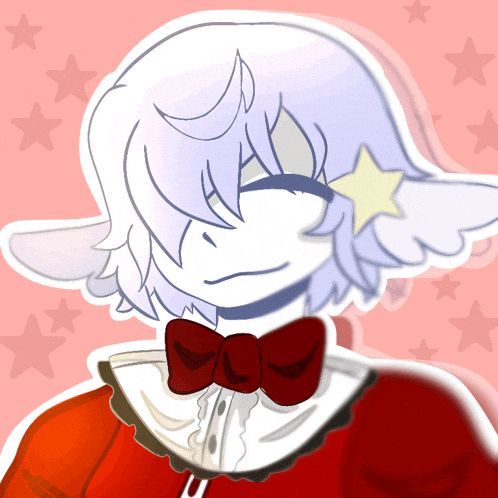 a drawing of a person wearing a red bow tie