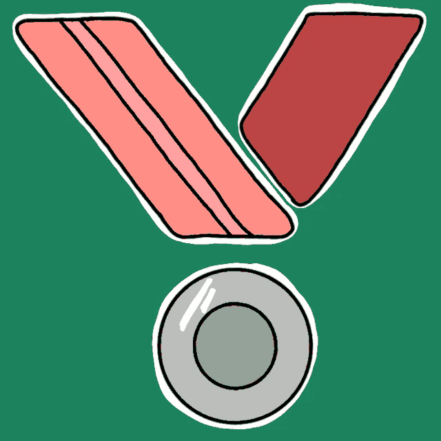 a medal with a red ribbon and a silver coin with the number 10 on it