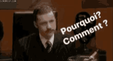 a group of people sitting around a table with the words " pourquoi comment " written on the bottom