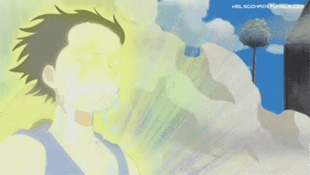 a cartoon drawing of a man with a yellow light coming out of his mouth