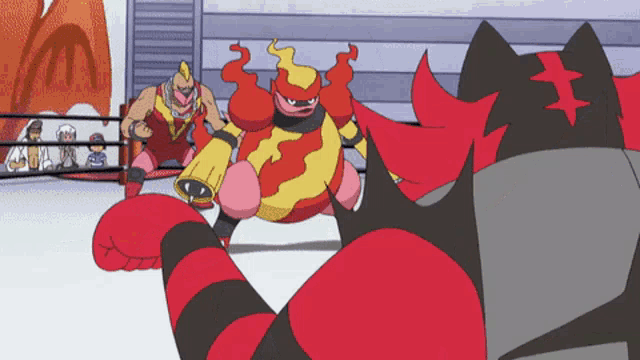 a cartoon of two wrestlers fighting each other
