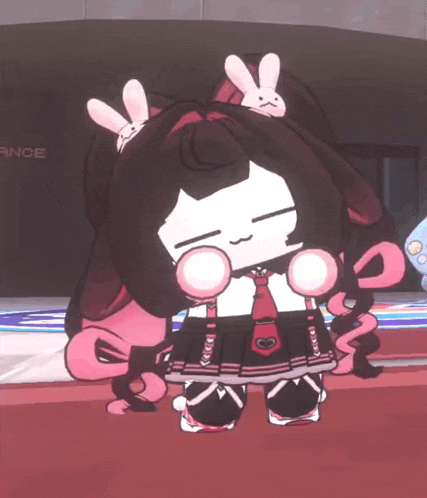 a cartoon character is standing in front of an entrance