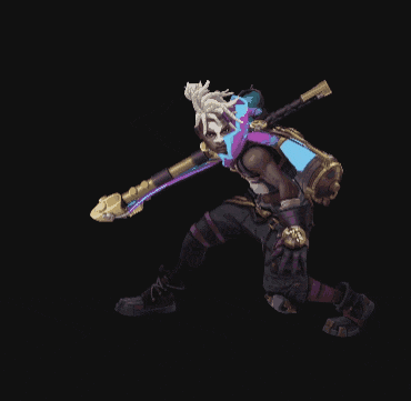 a video game character is flying through the air with a blue bottle on his back
