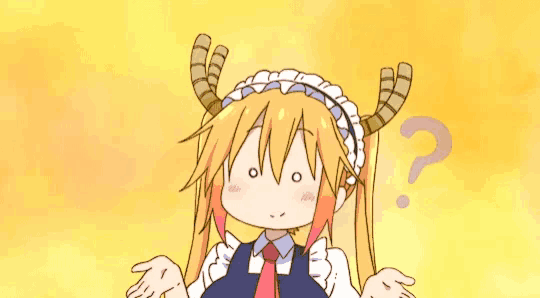 a girl with horns and a question mark on her head .