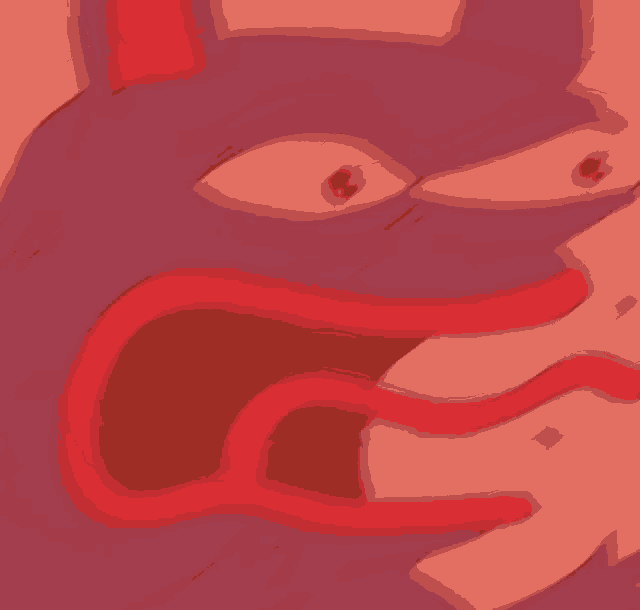 a close up of a purple cat with red horns and a red tongue .