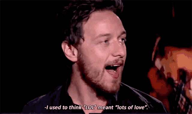 a man with a beard says " i used to think lol meant " lots of love "