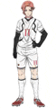 a soccer player is standing with his hands on his hips wearing a helmet .