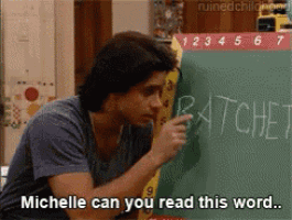 michelle can you read this word written on a board