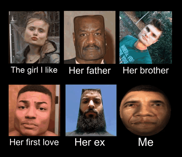 the girl i like her father her brother her first love her ex and me