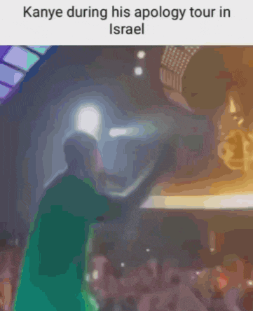 kanye during his apology tour in israel is shown in a blurry picture
