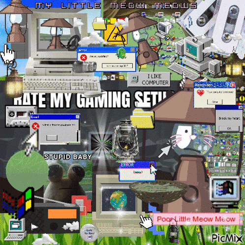 a collage of computer screens with the words " hate my gaming set "