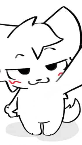 a black and white drawing of a cat with a sad face
