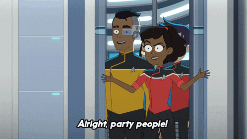 a cartoon says alright party people