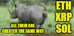 a picture of two rhinos with the words " all them are created the same way "