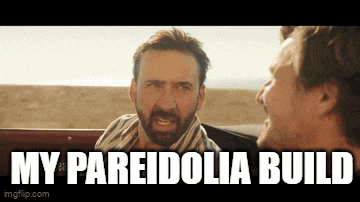 a man with a beard is talking to another man in a car with the words my pareidolia build above him
