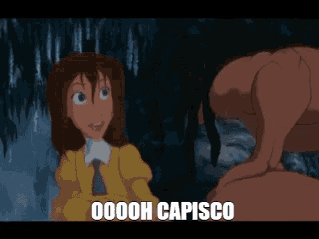 a cartoon of a woman talking to a man with the words ooooh capisco below her