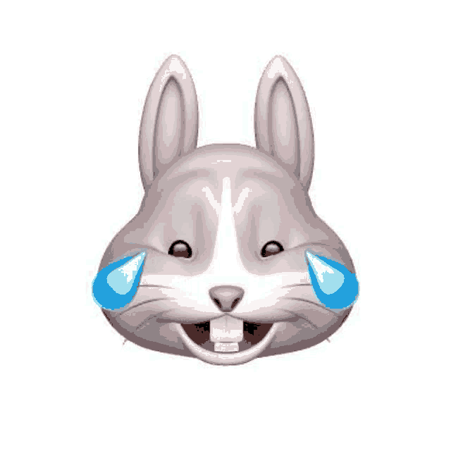 a cartoon rabbit with tears coming out of its eyes and mouth .
