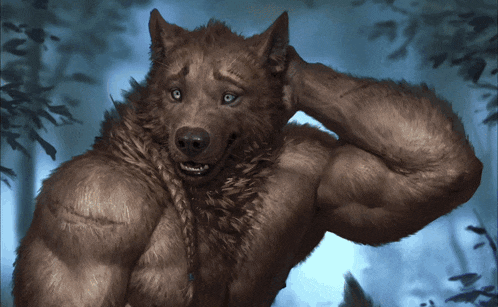 a drawing of a werewolf with a braid on his neck