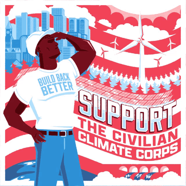 a man in a white shirt that says build back better