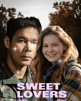 a poster for sweet lovers shows a man and woman