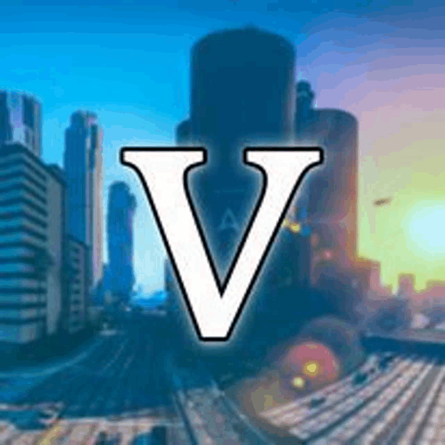 a picture of a city with a letter v in the middle .