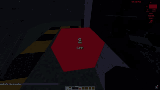 a screenshot of a minecraft game shows a red square in the middle of the screen