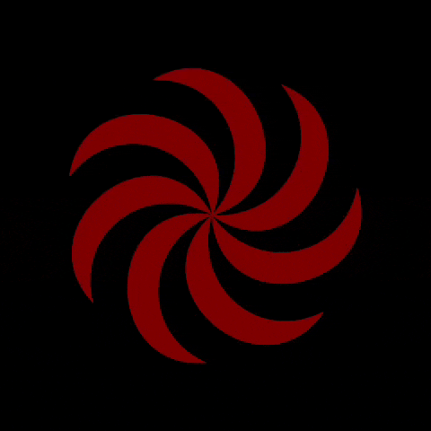 a red swirl on a black background that looks like a candy cane