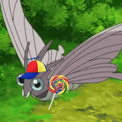 a cartoon mosquito wearing a hat and holding a colorful lollipop