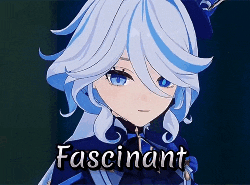a close up of a anime character with the word fascinant on the bottom right