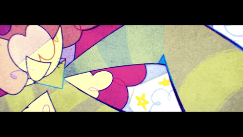 a close up of a colorful drawing with hearts and stars on it